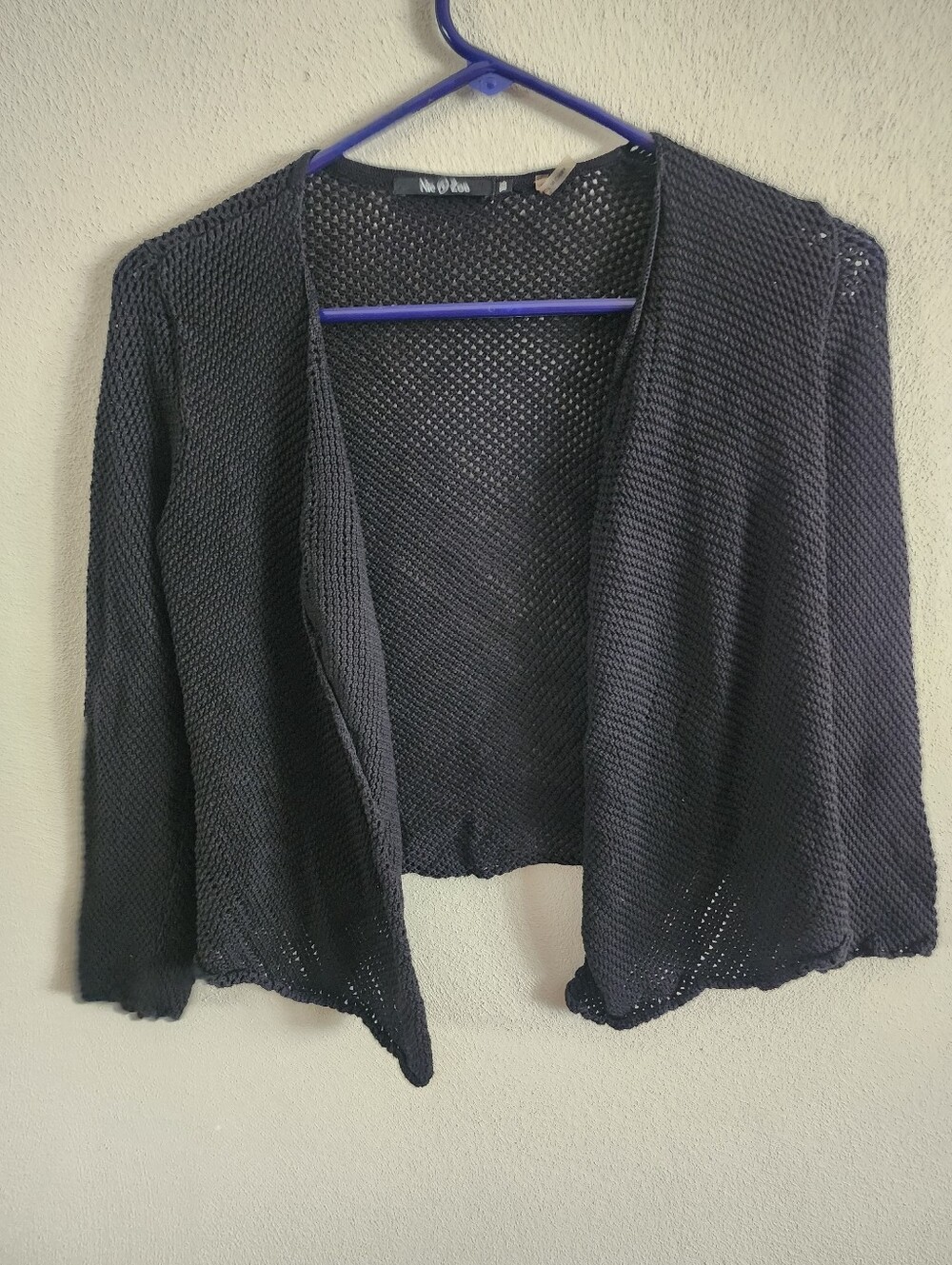 Nic+Zoe Black Open Front Mesh Shrug Cardigan XS Whimsigoth Goth